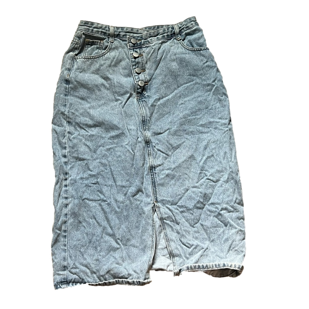 Dazy Women’s Denim Button-Front Maxi Skirt